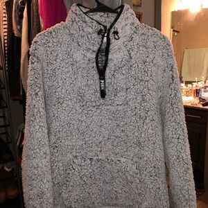 Grey PINK sherpa quarter zip